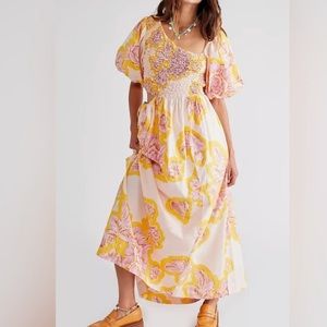 NWOT Free People Kalina Printed Floral Cut-out Midi
Dress Size Medium